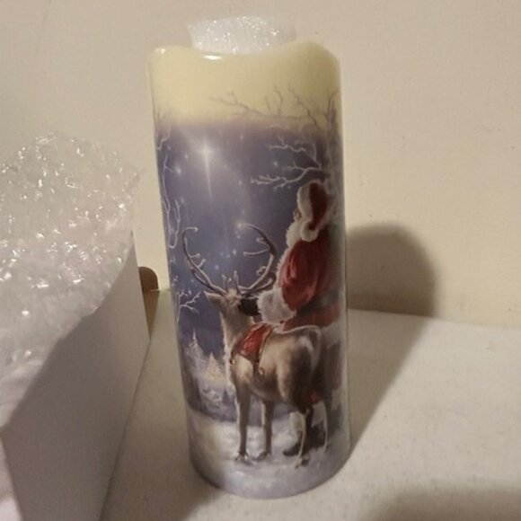 Starry Night Santa fiber optic Led pillar Candle with Timer - Picture 4 of 6